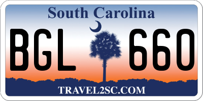 SC license plate BGL660