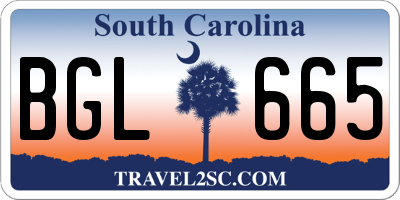 SC license plate BGL665