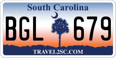 SC license plate BGL679
