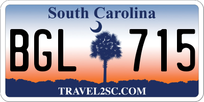 SC license plate BGL715