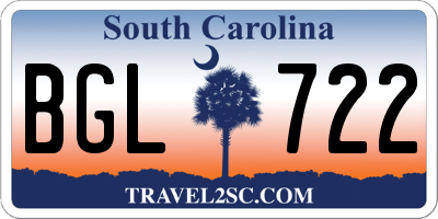 SC license plate BGL722