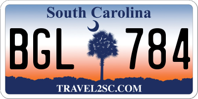 SC license plate BGL784