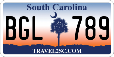 SC license plate BGL789