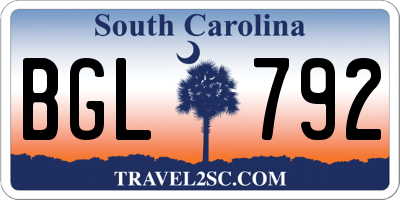 SC license plate BGL792