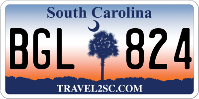 SC license plate BGL824