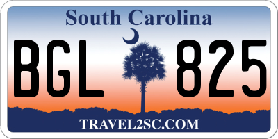 SC license plate BGL825
