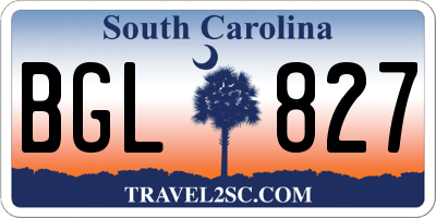 SC license plate BGL827