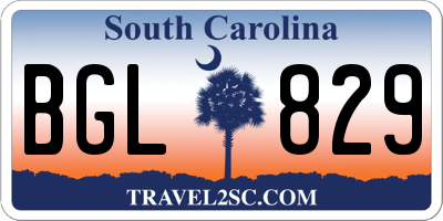 SC license plate BGL829