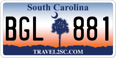 SC license plate BGL881