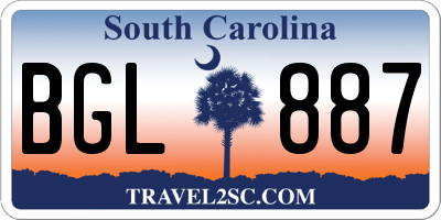 SC license plate BGL887