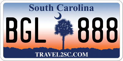 SC license plate BGL888