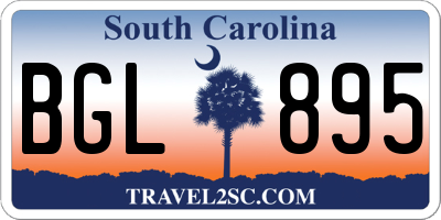 SC license plate BGL895