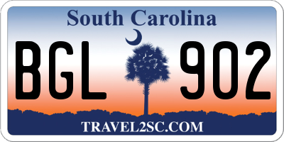 SC license plate BGL902
