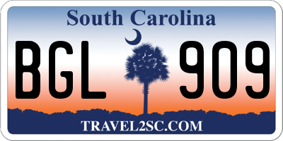 SC license plate BGL909