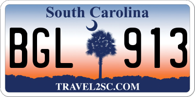 SC license plate BGL913