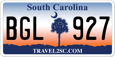 SC license plate BGL927