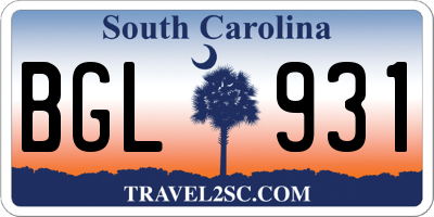 SC license plate BGL931