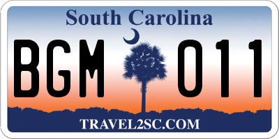 SC license plate BGM011