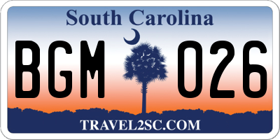 SC license plate BGM026