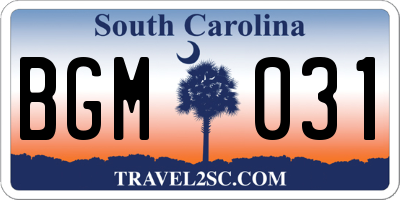 SC license plate BGM031