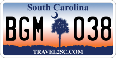 SC license plate BGM038
