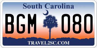 SC license plate BGM080