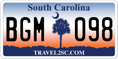 SC license plate BGM098