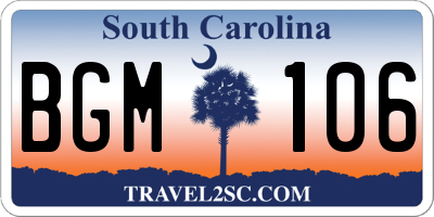 SC license plate BGM106