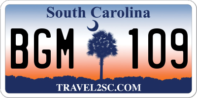 SC license plate BGM109