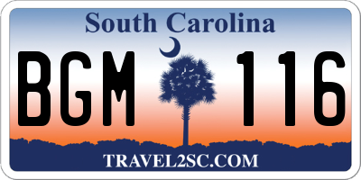 SC license plate BGM116