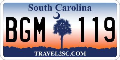 SC license plate BGM119