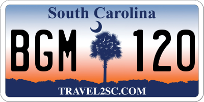 SC license plate BGM120