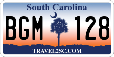 SC license plate BGM128