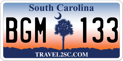 SC license plate BGM133