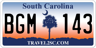 SC license plate BGM143