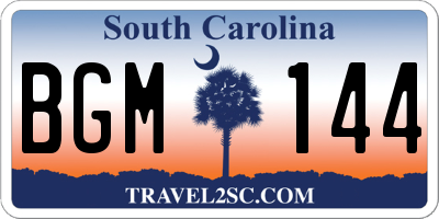 SC license plate BGM144