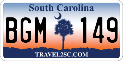 SC license plate BGM149