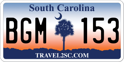 SC license plate BGM153