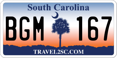 SC license plate BGM167