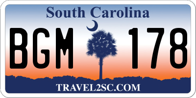 SC license plate BGM178
