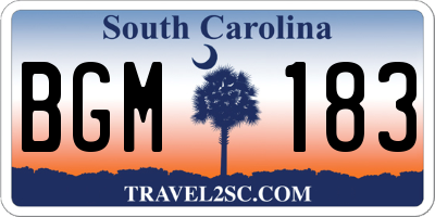 SC license plate BGM183
