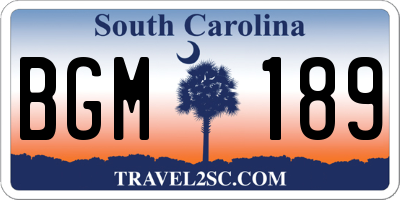 SC license plate BGM189