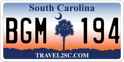 SC license plate BGM194