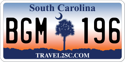 SC license plate BGM196