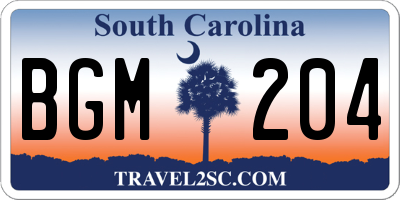 SC license plate BGM204