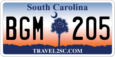 SC license plate BGM205