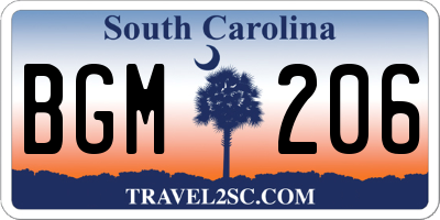 SC license plate BGM206