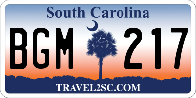 SC license plate BGM217