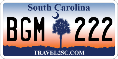SC license plate BGM222