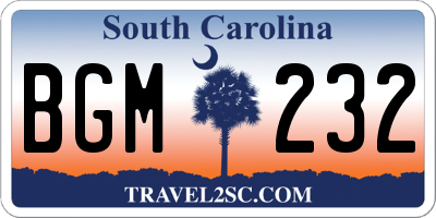 SC license plate BGM232